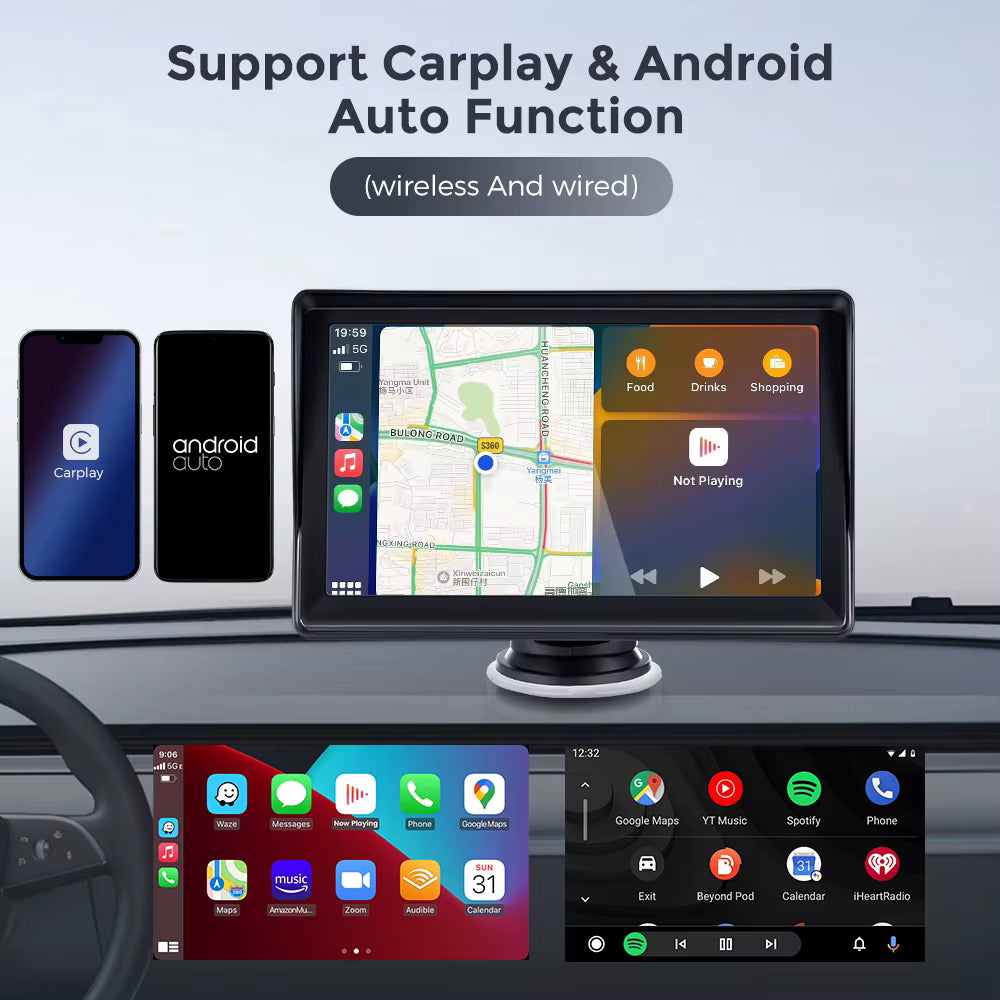 CarPlay skjerm funksjoner - Apple CarPlay, Android Auto, YouTube, Spotify, Google Maps